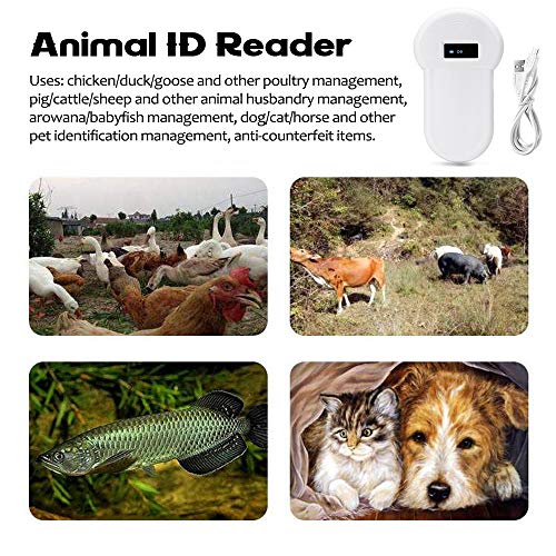 Geevorks Lector de Identificación Animal,LF 134.2KHz Lector de Chip de Animales de Mano Escáner,Lector de Bolsillo,Microchip para Animales para Perros y Gatos