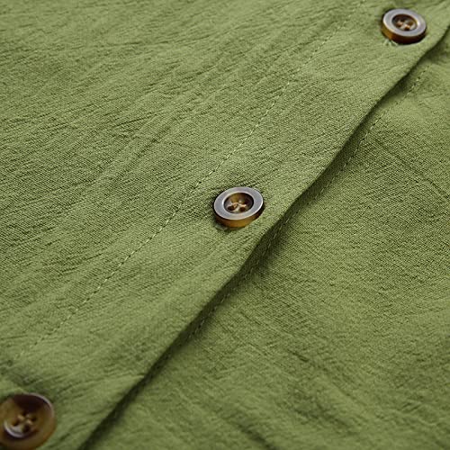 Generic Blusa larga para mujer, camisa suelta, de algodón, con botones, camiseta de manga larga, monocolor, para tiempo libre