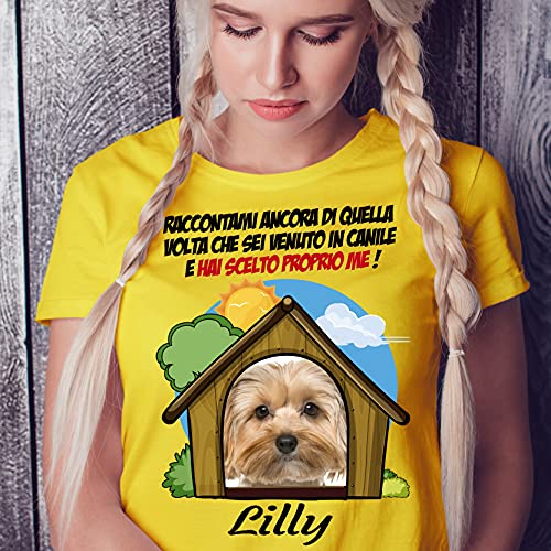 Generico Camiseta personalizada con la foto de tu perro y su nombre Negro X-Small