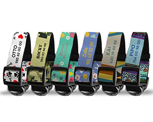 Getsingular Collares de Perro Personalizados con Nombre y teléfono | Diferentes diseños Modernos, para Perros pequeños, medianos y Grandes | Diseño Foot Prints - Talla S
