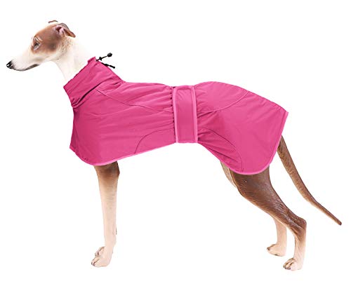 Geyecete Abrigo de invierno para perro con forro polar cálido, ropa para perro al aire libre con bandas ajustables, ropa de perro de alta calidad para perro mediano, grande, galgo, rosa