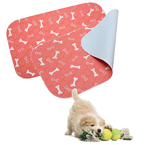 Geyecete Almohadillas de entrenamiento reutilizables para cachorros lavables (2 unidades) de almohadillas de orina premium para perros, almohadilla impermeable para cachorros-Rojo-M