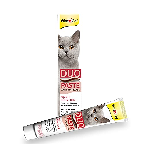 GimCat Duo Pasta Anti-Hairball Malta y Pollo - Snack para Gatos Que favorece la expulsión de los pelos ingeridos - 1 Tubo (1 x 50 g)