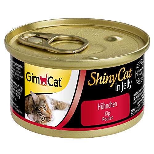 GimCat ShinyCat in Jelly, pollo - Alimento húmedo para gatos, con carne y taurina - 24 latas (24 x 70 g)
