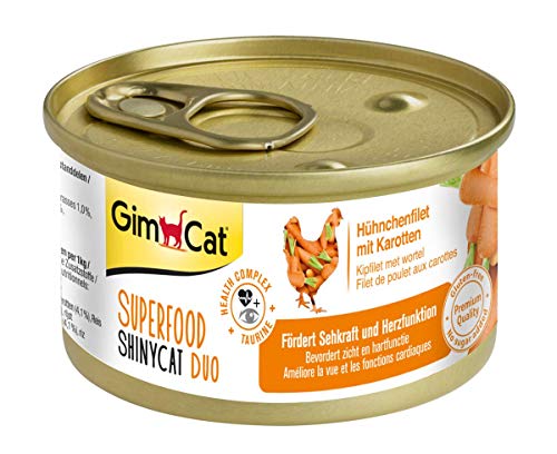 GimCat Superfood ShinyCat Duo Filet con Frutas o Verduras – Comida para Gatos con un Filtro jugoso sin azúcar añadido para Gatos Adultos