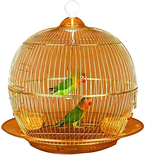 GJNVBDZSF Jaula de pájaro de Piel de Tigre Redonda Ligera, Jaula Ornamental Decorativa de Metal al Aire Libre, Jaula de Loro de cría pequeña de jardín,