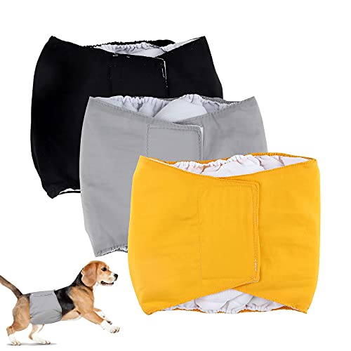 GLAITC 3 Paquetes Pañales para Perros Machos, Pañales Reutilizables para Perros Lavable Pañales para Perros Pañales para Perro Cubre Panza Lavables para Varios Tipos de Perros Domésticos L