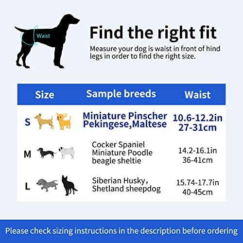 GLAITC 3 Paquetes Pañales para Perros Machos, Pañales Reutilizables para Perros Lavable Pañales para Perros Pañales para Perro Cubre Panza Lavables para Varios Tipos de Perros Domésticos S