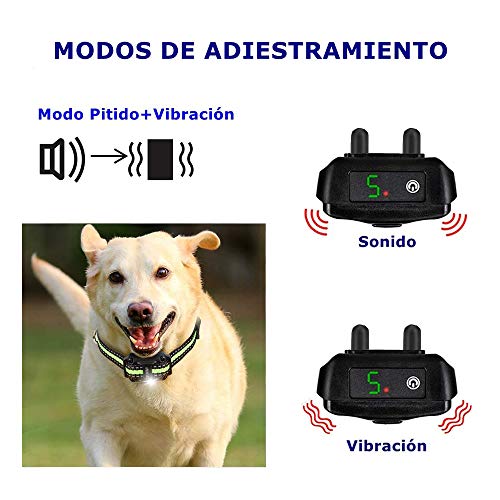 GLEADING Collar Antiladridos con Sonido y Vibración, Collar Ladrido de Perro Automático y Recargable -2 Collares(TPU+Nylon)