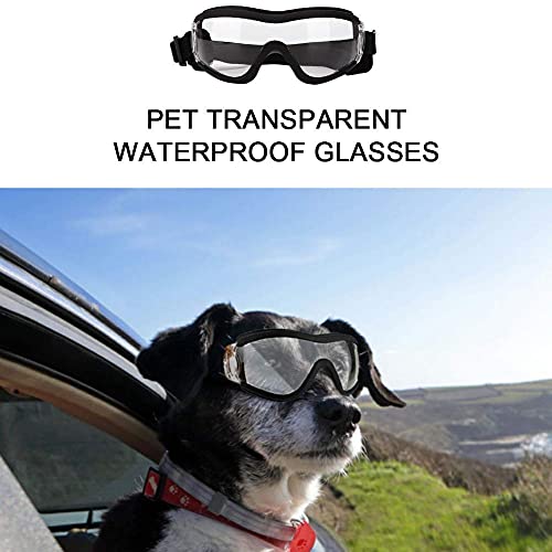 GOTOTOP Gafas para Perros, protección para los Ojos Anti-UV Gafas de Sol para Cachorros Gafas de Sol Impermeables a Prueba de Viento antivaho(Transparente)