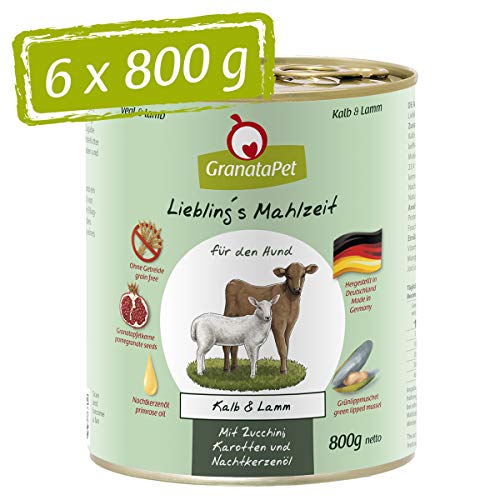 GranataPet húmeda, Comida para Perros sin Cereales ni azúcares, alimento Completo con Alto Porcentaje de Carne y aceites, 1, 800 g (6er Pack), 4800