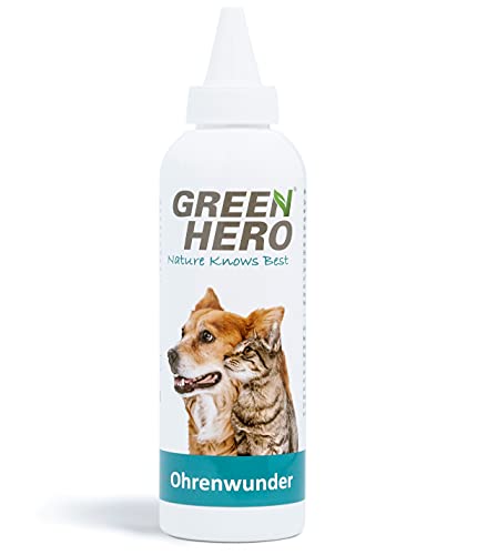 Green Hero Limpiador Oídos Perros – Gotas para los Oídos Perros – Cuidado de Oídos para Mascotas Contribuye a Disminuir el Picor, Ácaros y Más – 1 x 200 ml