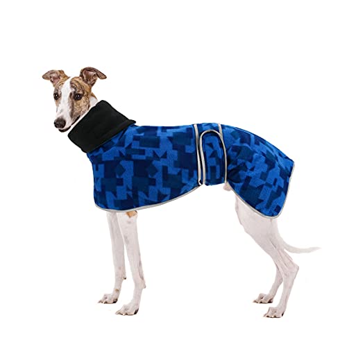 Greyhound Cosy Jersey de forro polar, abrigo de invierno Whippet Whippet Fleeces, chaqueta de perro galgo con forro polar cálido y bandas ajustables para salukis Whippet Lurcher - Azul