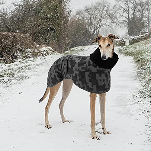 Greyhound - Jersey de forro polar para galgos, abrigo de invierno para galgos, abrigo de invierno para Whippet y abrigo de forro polar cálido y bandas ajustables para perros grandes, color gris