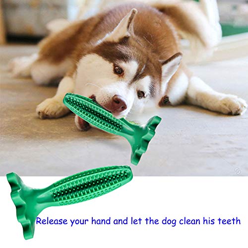 Grneric Cepillos de Dientes para Perros, Caucho Juguetes Perro Masticar, Dog Toothbrush Palo, Limpieza de higiene Dental Cuidado Oral para Mascotas (Verde)