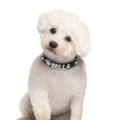 Gulunmun Collar de Gato Personalizado Cachorro de Diamantes de imitación Collares de Perros pequeños Personalizado para Chihuahua Nombre de Yorkshire Encantos Accesorios para Gatos-   Rosa Liso XS