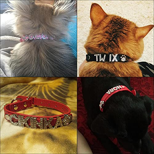 Gulunmun Collar de Perro Personalizado Cuero de PU Puppy Cat ID Collares Rhinestone Heart Star Accesorio para Perros para Perros pequeños y medianos Chihuahua-Blue_29_to_38cm