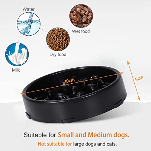 GWL Cuenco de Lenta Alimentación para Perros, Slow Eating Dog Bowl, Tazón de Antideslizante Interactivo Saludable Alimentador para Evitar el Ahogo y Comer Demasiado para Perros y Gatos (Negro)