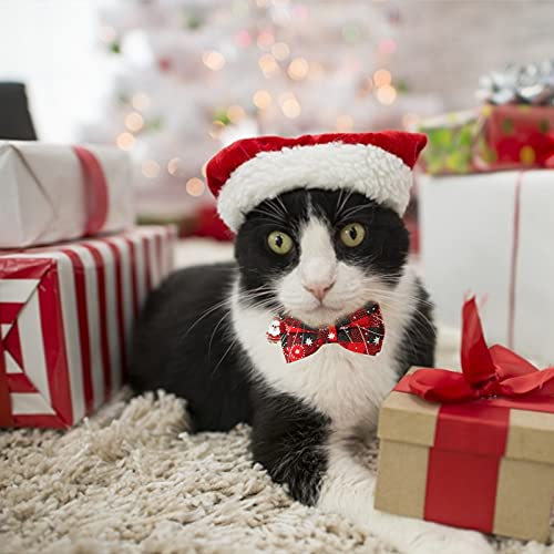 HACRAHO Collar de Pajarita para Mascotas, 2 Uds.Collar de Pajarita para Perro de Navidad Ajustable con Hebilla de Seguridad para Animales Pequeños, Gatos, Gatito, Rojo Y Verde