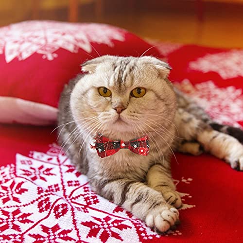 HACRAHO Collar de Pajarita para Mascotas, 2 Uds.Collar de Pajarita para Perro de Navidad Ajustable con Hebilla de Seguridad para Animales Pequeños, Gatos, Gatito, Rojo Y Verde