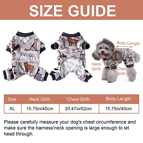 HACRAHO Pijamas para mascotas, 1 pieza de ropa para mascotas para pijamas de perro, camisetas de algodón suave, ropa de cuatro piernas para mascotas, gris