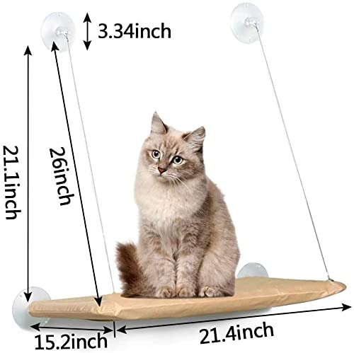 Hamaca con Percha de la Ventana del Gato Cama Cat con Ventosas de Versión 4 Mejoradas, la Cama para gatos más Segura para Gatos Grandes Admite Hasta 50 lb