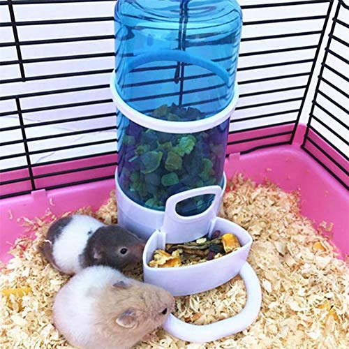 hanbby Comederos Hamster Comedero Automático Tazón De Comida para Conejillo De Mascotas Comederos Hámster Alimentador Automático Blue