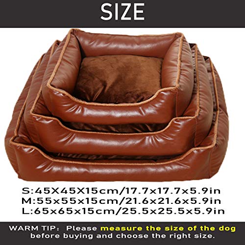 HANHAN Cama de mimbre de cuero para perro, cueva pequeña/media/grande, resistente, resistente, indestructible, cesta para dormir, sofá ortopédico, lavable para cachorros, gato marrón
