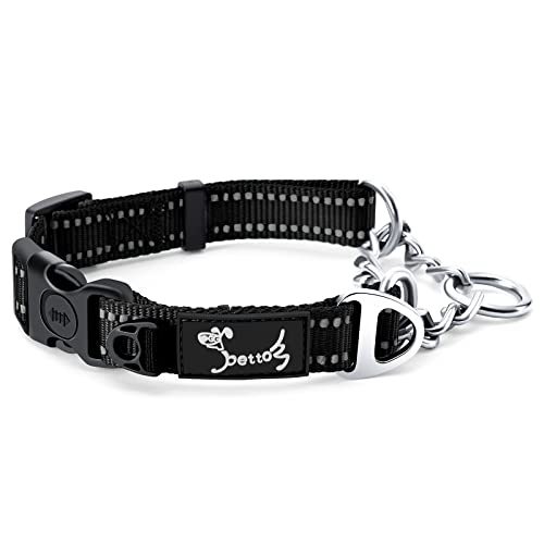 HAPPY HACHI Collar Perro Personalizado, Ajustable Collar Nylon Reflectante Reflexivo Cuello para Perro Grande Medanio Entrenamiento(Negro, M)