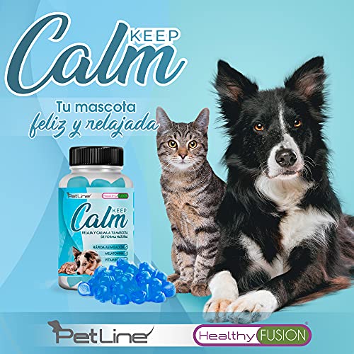 Healthy Fusion Relajante para perros y gatos, Tranquilizante para mascotas, Calma el estrés y la ansiedad, Relaja y calma a tu mascota de forma efectiva, 60 unidades