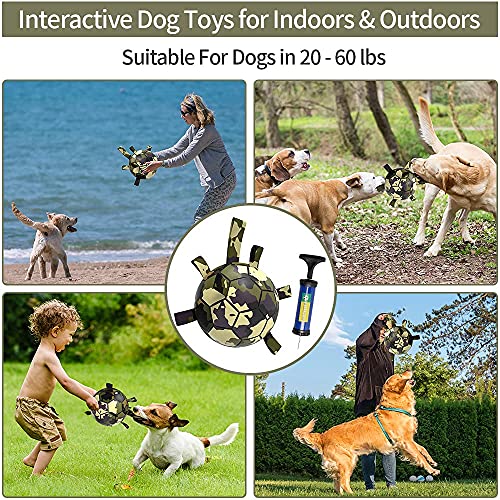 Hetoo - Balón de fútbol interactivo para perros, juguete para el arrastre, juguete para el agua para perros, bolas duraderas para perros pequeños y medianos