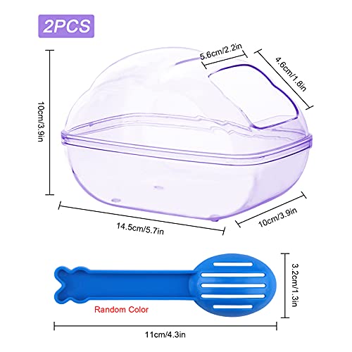Hileyu 1 Pcs Hamster Sand Bath Container with Shovel Hamster Bathroom Hamster Sand Bathroom Hamster Litter Tray Small Pet Bathtub for Syrian Hamster Guinea Pig Gerbil Dwarf Rat Mice Light Purple S