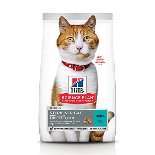 Hill's Feline Young Adult Sterilised Cat Tuna Comida para Gatos - 300 gr, Normal