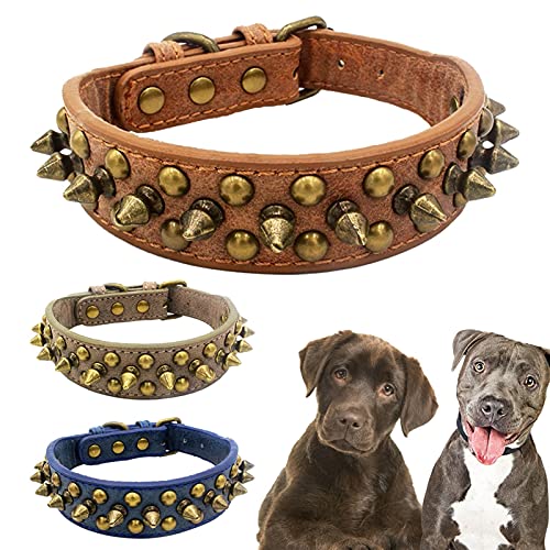HMGANG Collar de Perro con Tachuelas Collar de Perro Punk Punk Spiked Spiked Remache Collares de Perro Picos Redondos Productos para Mascotas Durables para Perros pequeños/medianos/largas XS-XL