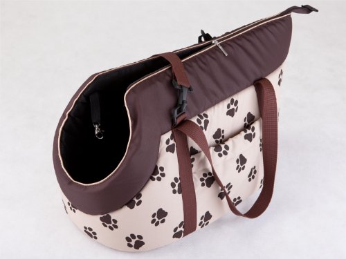 Hobbydog Bolsa de Transporte para Perros y Gatos, Talla 1, Color Beige con Estampado de Patas