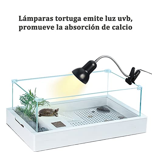 Homvik Lámpara para Reptiles Lámpara Tortuga Lámpara Calor Tortugas con Temporizador 360°Giratoria Luz UVB para Tortugas Lagartos Serpientes Anfibios etc.