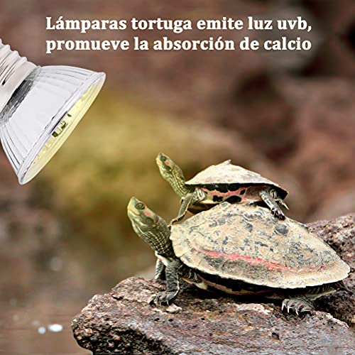 Homvik Lámpara Tortuga Lámpara para Reptiles Lámpara Calor Tortugas Temperatura Ajustable 360°Giratoria Luz UVB para Tortugas Lagartos Serpientes