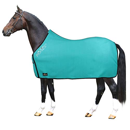 Horses, Manta Polar Para Caballos, Modelo Básico, Suave y Confortable, Ideal Para Transporte y Después del Trabajo (Turquesa- 155 cm)