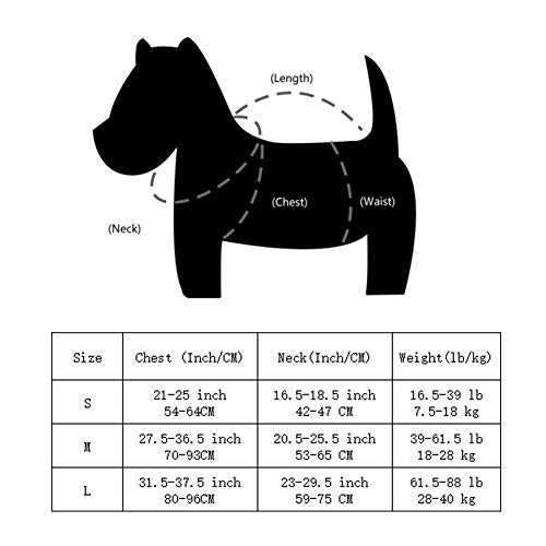 HPNESS Mochila para arnés para Perros con Bolsillos Laterales para Perros Grandes/medianos con Circunferencia del Cuello de 20.5"-25.5" y Circunferencia del Pecho de 27.5"-36.5"