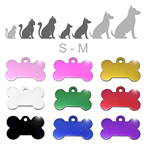 Hueso para Mascotas pequeñas-Medianas Placa Chapa Medalla de identificación Personalizada para Collar Perro Gato Mascota grabada (Lila)