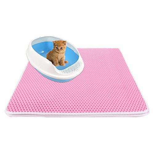 Huntfgold Tapetes para gatos para atrapar y atrapar arena de gatitos (40 x 50 cm), color rosa