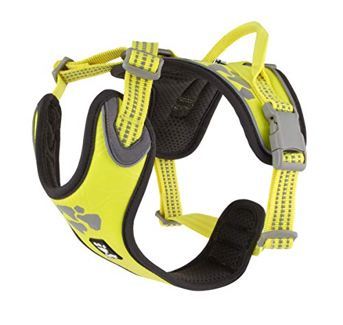 Hurtta Weekend Warrior - Arnés para Perro con Estampado de relector 3M, Color Amarillo neón limón 40-45 cm (pequeño)