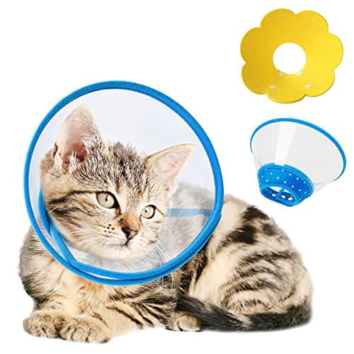 HXX 2 Piezas Collares Isabelinos para Gatos, Plástico Conos de Recuperación para Mascotas y Suave Esponja Collares de Recuperación para Gatos Perro