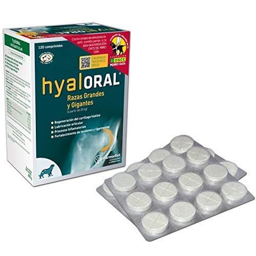 Hyaloral 120 comp para Perros de Razas Grandes y Gigantes | Suplemento Nutricional para el dolor de Caderas, Articulaciones y Cartílagos | Complemento Vitamínico para fortalecer Tendones y Ligamentos