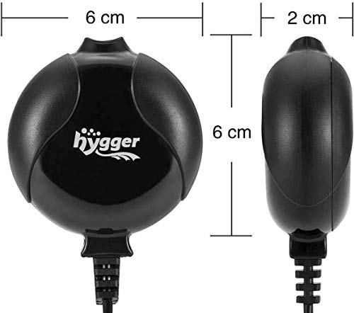 hygger 1.5W Mini Bomba Aire per 1L-50L Acuario, Silencioso Oxigenador Pecera with Accesorios (Negro)