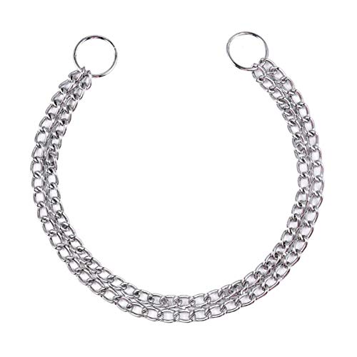 Hypeety Collar de cadena de doble fila para perros de hierro y acero inoxidable con cadena de acero inoxidable para perros pequeños, medianos y grandes (3 x 60 cm)