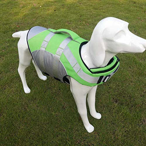 HZQIFEI Chaleco Salvavidas para Perro, Perros Seguridad Natación Ropa Chaleco Reflectante Mascota Flotación Ajustable (Verde, XL)