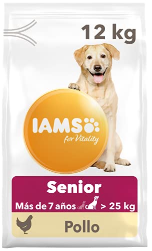 IAMS for Vitality Alimento seco para perros de edad avanzada (más de 7 años) de raza grande con pollo fresco, 12 kg