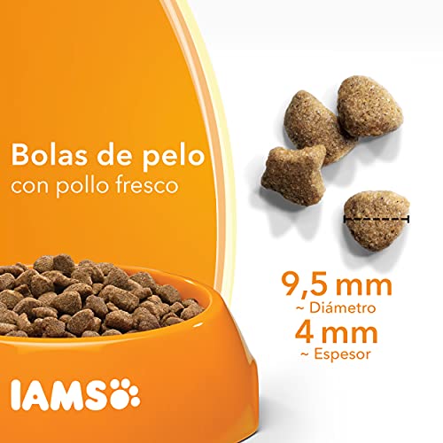 IAMS for Vitality Bolas de pelo - Alimento seco para gatos adultos y de edad avanzada (más de 1 año) con pollo fresco, 10 kg