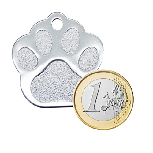 Iberiagifts - Placa en Forma de Huella para Mascotas Medianas-Grandes Chapa Medalla de identificación Personalizada para Collar Perro Gato Mascota grabada (Rojo)